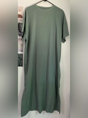 sage green maxi dress floral Zapakasa Women Sage Green V-Neck Long Wedding Guest Dress with Sleeves  Satin Floral A-Line Bridesmaid Dress main image 0